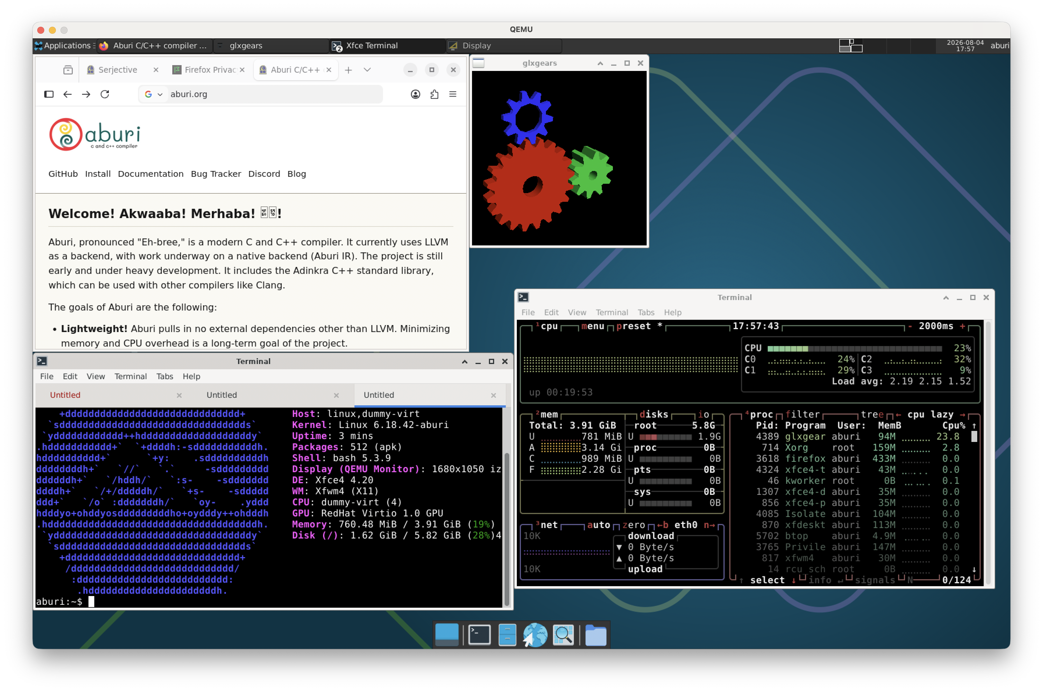 Aburi Linux graphical desktop